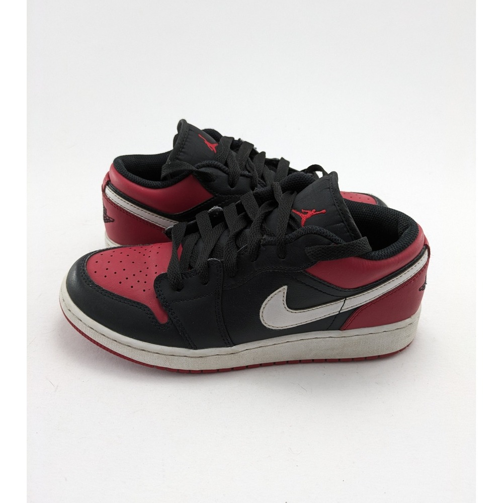 Youth Air Jordan 1 Low Black Red Retro Basketball Shoes 553560-066 Size 5Y